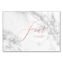 Marble Faux Rose Gold Romantic Calligraphy Four 4