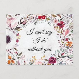 Marble Floral Wedding Bridesmaid Proposal Card