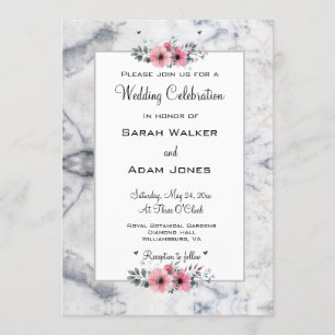 Marble Floral Wedding Invitation