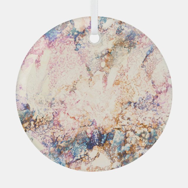 Marble Fluid Abstract Pattern Glass Tree Decoration (Front)