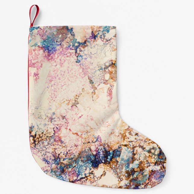 Marble Fluid Abstract Pattern Small Christmas Stocking (Front)