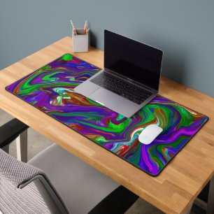 Marble Fluid Art Pour Painting Style Desk Mat