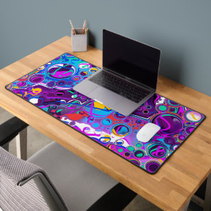 Marble Fluid Art Pour Painting Style Desk Mat