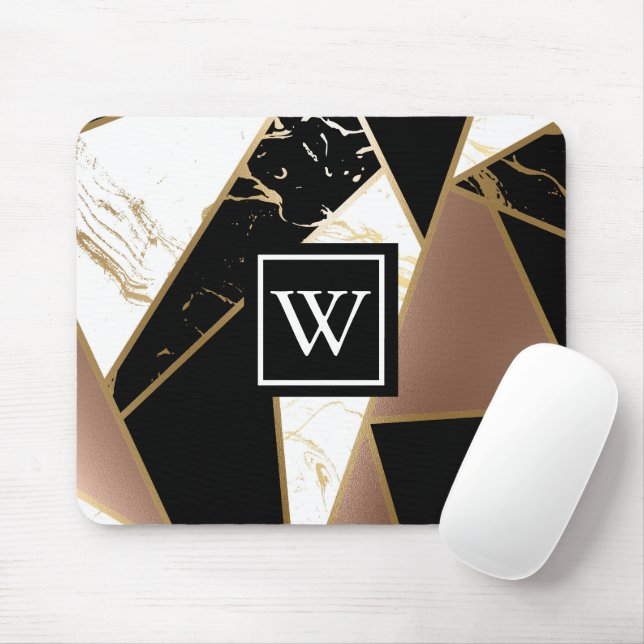 Marble Foil Geometric Mosaic Mouse Mat (With Mouse)