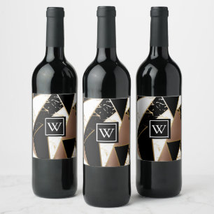 Marble Foil Geometric Mosaic Wine Label