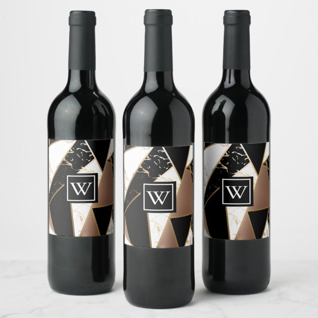 Marble Foil Geometric Mosaic Wine Label (Bottles)