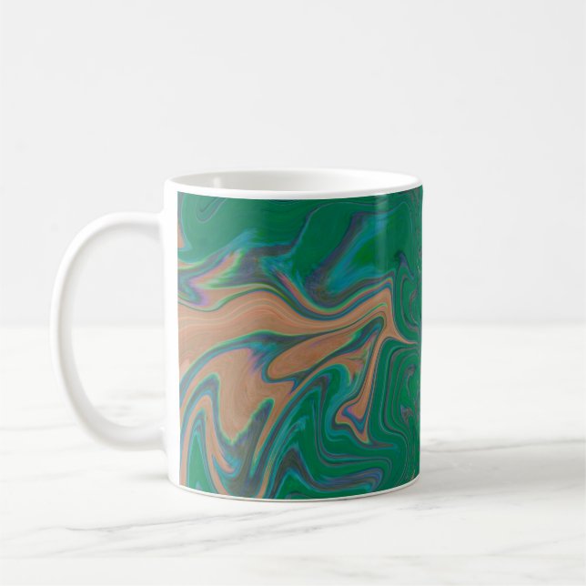 Marble Forms – Green & Gold Natural Flow Coffee Mug (Left)