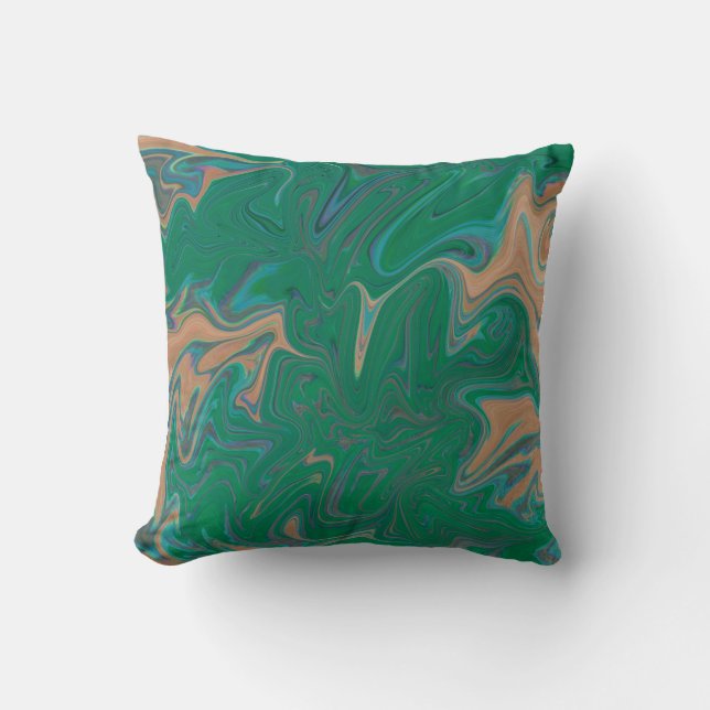 Marble Forms – Green & Gold Natural Flow Cushion (Front)
