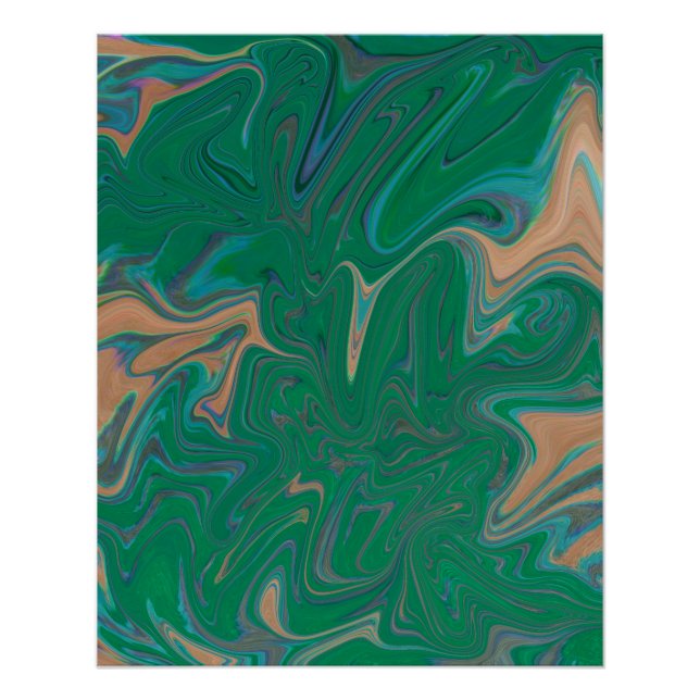 Marble Forms – Green & Gold Natural Flow Poster (Front)