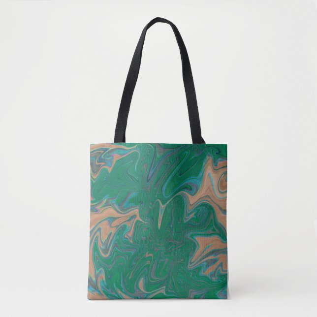 Marble Forms – Green & Gold Natural Flow Tote Bag (Front)