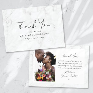 Marble Frame Photo Wedding Thank You Card