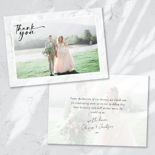 Marble Frame Photo Wedding Thank You Card