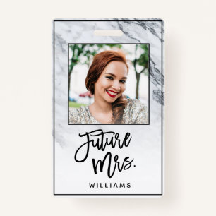 Marble Future Mrs. Bride Bachelorette Party Photo ID Badge