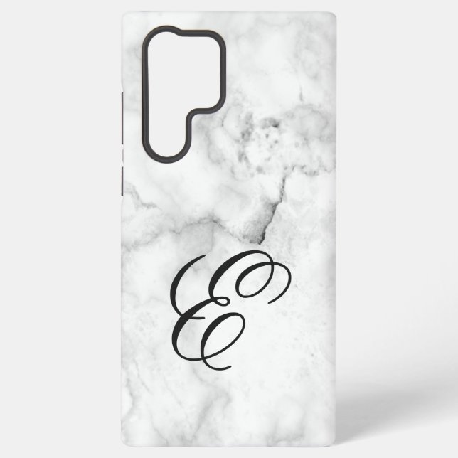 Marble Galaxy Monogram Initial Samsung Galaxy S22 Ultra Case (Back)