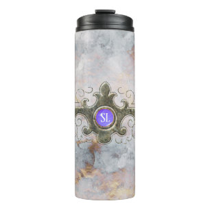 Marble Gemstone Monogram Thermal Tumbler
