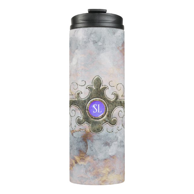 Marble Gemstone Monogram Thermal Tumbler (Front)