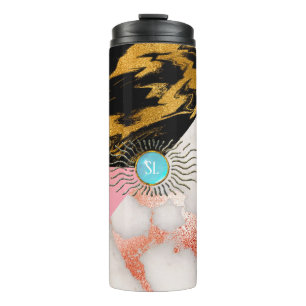 Marble Gemstone Monogram Thermal Tumbler