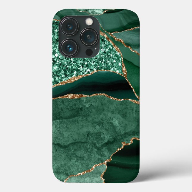 Marble Geode Gold Green Glitter Agate Case-Mate iPhone Case (Back)