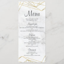 Marble Geometric Elegant Wedding Menu Card