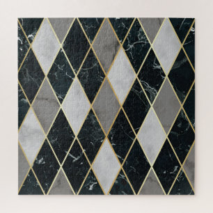Marble Geometric: Gold Lines Luxury Jigsaw Puzzle