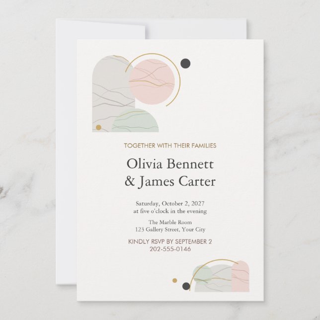 Marble Geometric Modern Wedding Invitation (Front)