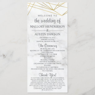 Marble Geometric Modern Wedding Program Front/Back Programme