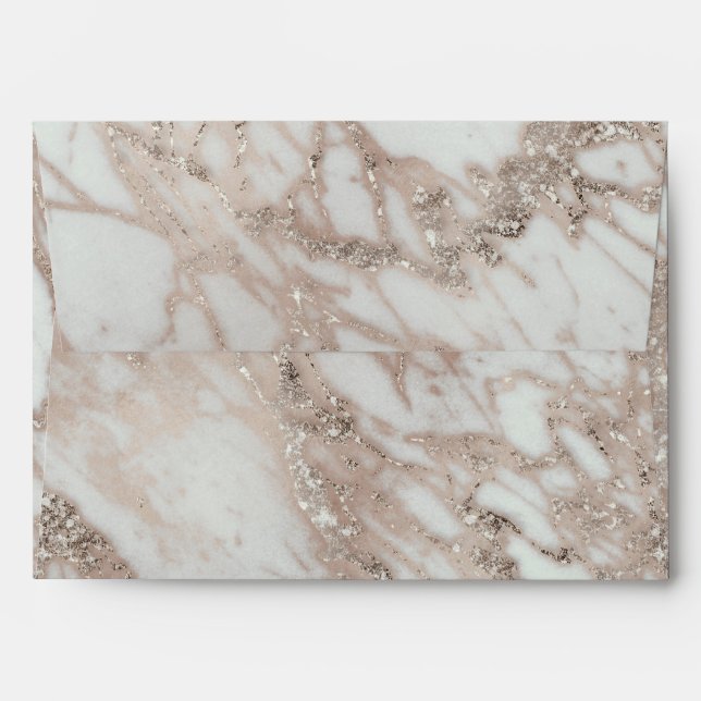 Marble Glam Rose Pink Gold Silver Designer Style Envelope (Back (Top Flap))