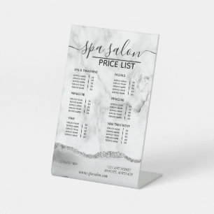 Marble Glitter Business Price List Pedestal Sign
