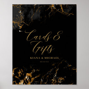 Marble Glitter Cards & Gifts Black Gold ID644 Poster