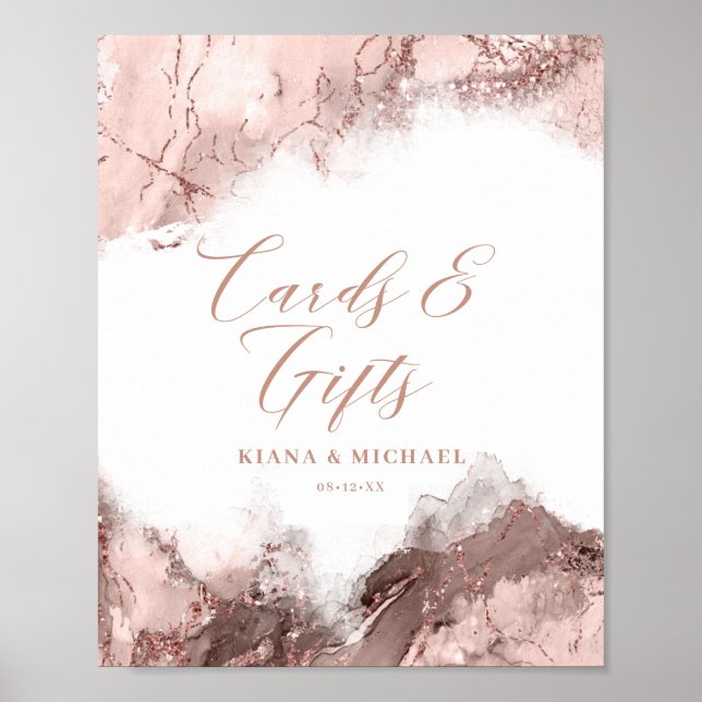 Marble Glitter Cards & Gifts Rose Gold ID644 Poster (Front)