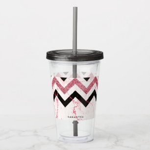 Marble & Glitter Chevron Acrylic Tumbler