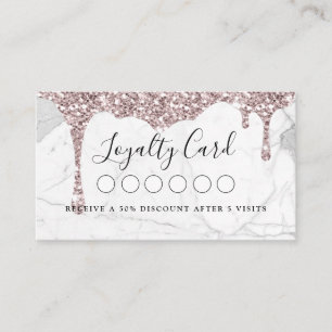 Marble & Glitter Drop Salon & Spa Loyalty Business Card