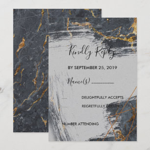 Marble Glitter Geometric RSVP Invitation