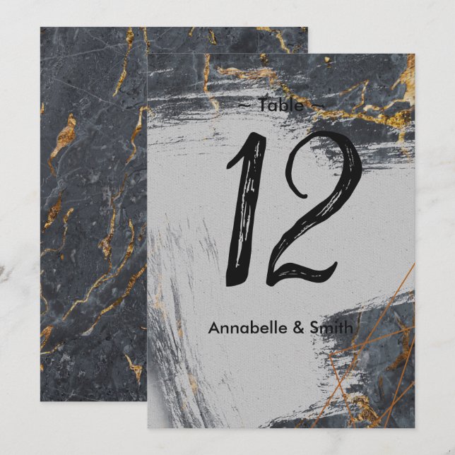 Marble Glitter Geometric table number (Front/Back)