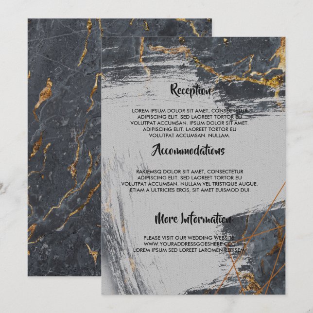 Marble Glitter Geometric wedding program Invitation (Front/Back)