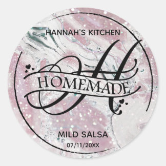 Marble Glitter Monogram H Homemade Product Labels