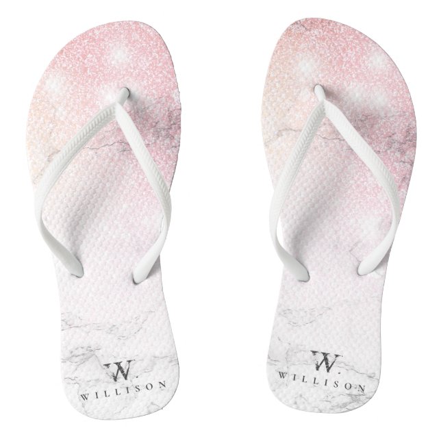 Marble Glitter Personalised Flip Flops (Footbed)
