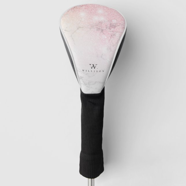 Marble Glitter Personalised Golf Head Cover (Front)