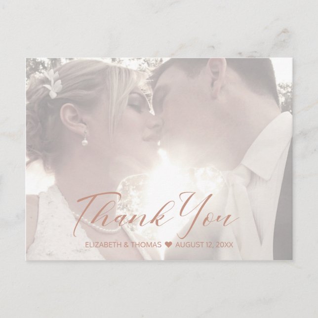 Marble Glitter Thank You Rose Gold ID644 Announcement Postcard (Front)