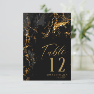 Marble Glitter Wedding Black Gold ID644 Invitation