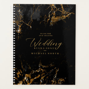 Marble Glitter Wedding Black Gold ID644 Planner