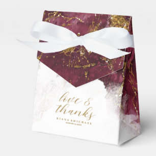 Marble Glitter Wedding Burgundy Gold ID644 Favour Box