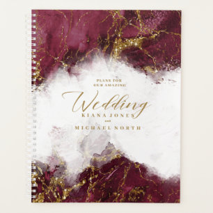 Marble Glitter Wedding Burgundy Gold ID644 Planner