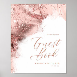 Marble Glitter Wedding Guests Rose Gold ID644 Poster