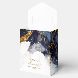 Marble Glitter Wedding Navy Blue Gold ID644 Favour Box