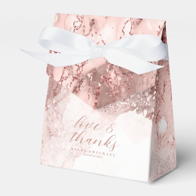 Marble Glitter Wedding Rose Gold ID644 Favour Box (Front Side)