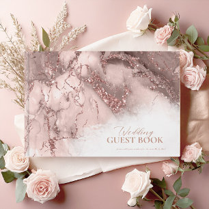 Marble Glitter Wedding Rose Gold ID644 Guest Book