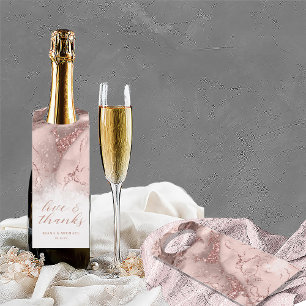 Marble Glitter Wedding Thanks Rose Gold ID644 Bottle Tag