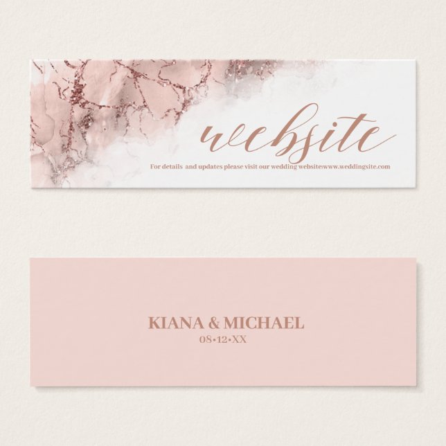 Marble Glitter Wedding Website Rose Gold ID644 (Front & Back)