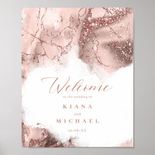 Marble Glitter Wedding Welcome Rose Gold ID644 Poster